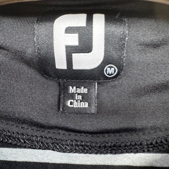 FootJoy Golf Polo Shirt‎ Mens Size Medium Black Stripe Performance Athletic - Picture 4 of 8